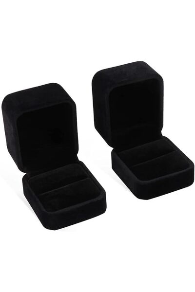 X SPRING Couple Ring Box, 2 PCS Velvet Jewelry Gift Box, 2.2x1.9x1.6 Inch, El...