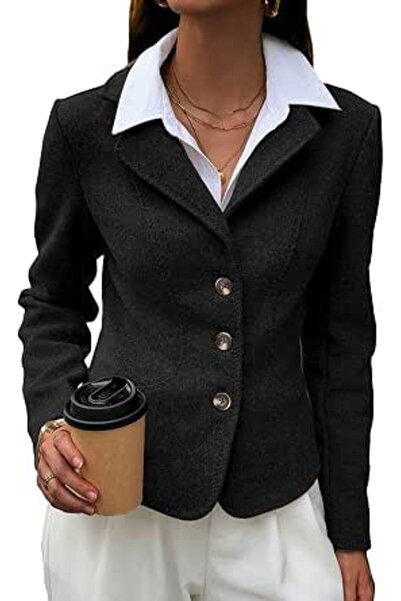 Minar Mina Self 2026 Spring Women's Tweed Blazer Jacket - Cropped Fitted Full...