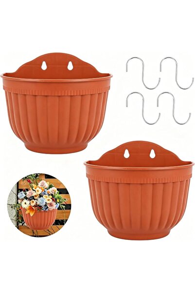 GENERAL 2 Set Wall Hanging Planters, Garden Fence Hanging Flower Pots Mounted...
