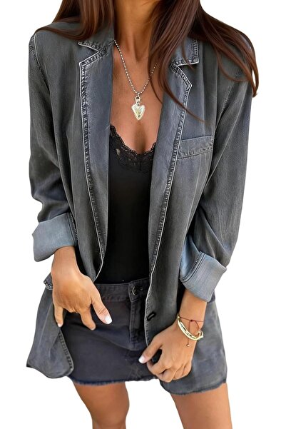 Generic Oversized Denim Jacket for Women, Long Sleeve Shirt Jacket, Fashion D...