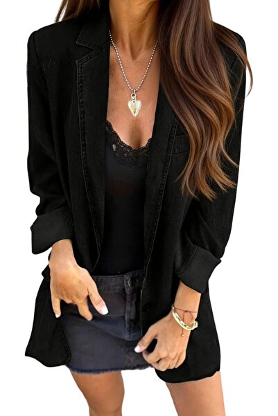 Generic Women's Oversized Denim Jacket Long Sleeve Shirt Jacket Trendy Jean J...
