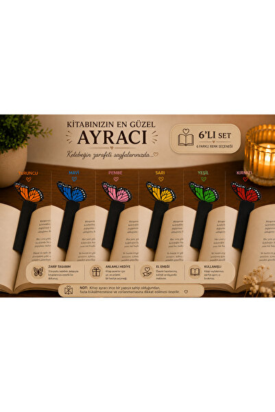 3D Kelebek Kitap Ayracı 6'lı Set – Kitaplarınıza Renk Katın