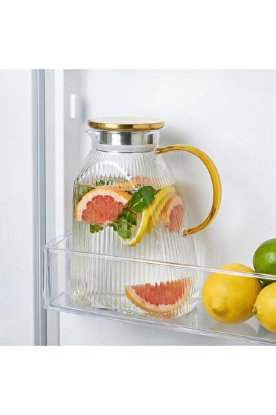 TERRIFI 1.8L Glass Jug with Lid – Fridge Door Water Jug and Carafe Pitcher fo...