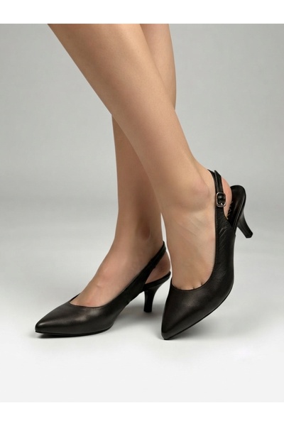 Rüya Shoes Pointed Toe Comfortable Classic Heeled Genuine Leather Shoes - 7 cm