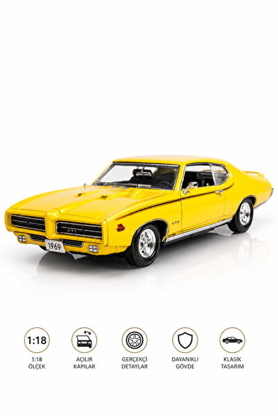 craftivio 1:18 1969 بونتياك جي تي أو جولد، سيارة كلاسيكية مصبوبة باللون الأصفر