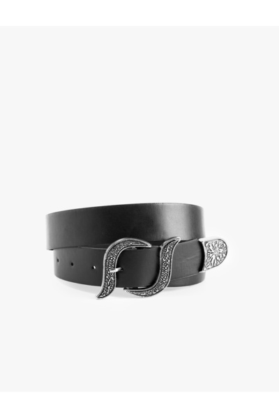 Koton Embroidered Metal Buckle Faux Leather Belt