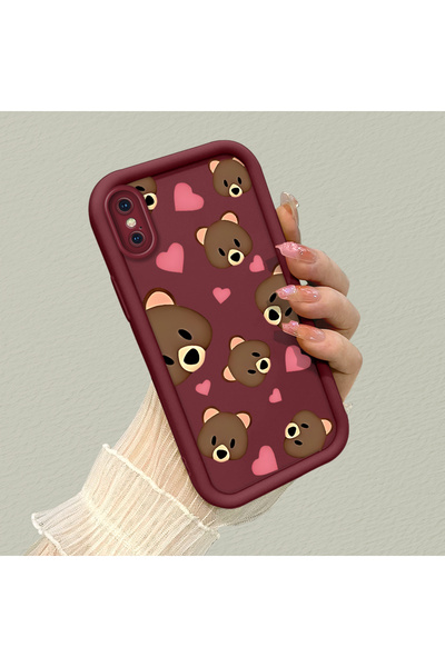 CHICASELUX حافظة بتصميم شخصية الدب متوافقة مع هاتف iPhone X/XS، مقاومة للخدوش