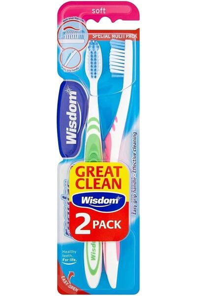 WISDOM Regular Plus Soft Toothbrush, 2 Pieces, Manual