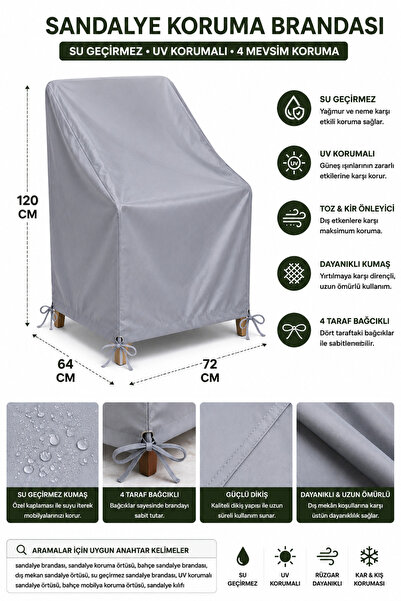 GOCİA PLUS Bahçe Sandalye Brandası 120x64x72 CM – 8-10 Sandalye Koruma Örtüsü...
