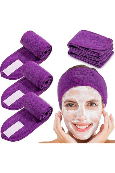 GENERAL Spa Facial Headband -3 Pack, Adjustable Makeup Head Wrap, Stretch Sof...