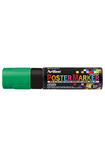 artline Poster Marker, Plastic Body, Beveled Tip 20Mm - Fluorescent Green, 20 mm