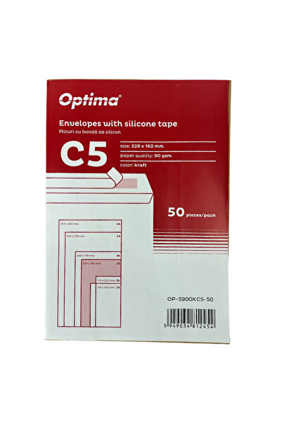 Optima Plic C5 (229X162Mm), Lipire Siliconica, 50 Buc/Set, - Kraft Plicuri Op...