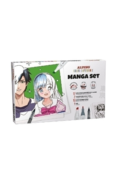Alpıno Manga sada, obsahuje 12x skicovací fixy, 2x pigmentové linkery, 12 listů