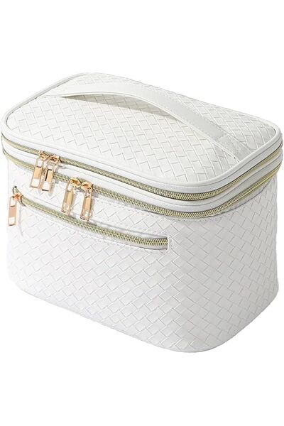 JOYZZZ Travel Toiletry Bag, Large Hanging Makeup Organizer with Double Layer ...