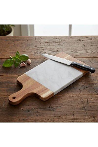 Yıldızan Avelune Store Acacia Marble Presentation Tray 33X13 cm - Natural Woo...