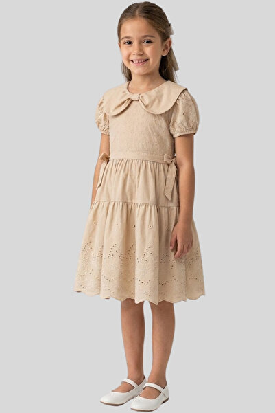 ww waka waka kids store Момичешка рокля на пластове с яка Питър Пан, бродиран...