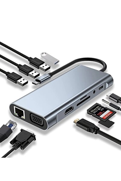 UPEKA 11in1 Macbook iPad Usb Type-c Uyumlu Hub Çevirici Çoklayıcı 4 Usb Hdmi ...