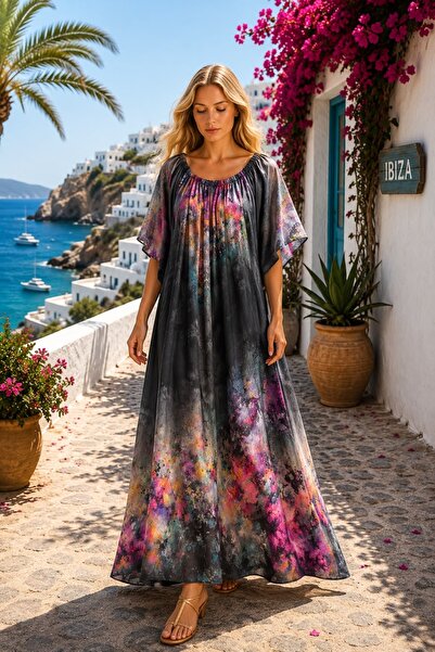 Fashimo Rochie maxi cu maneca tip fluture cod ES11860
