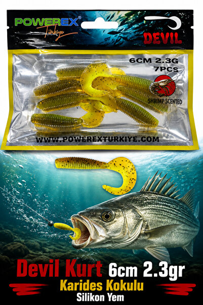 sr sazanrig Devil Kurt 6cm Karides Kokulu 7li Paket LRF Silikon Yem
