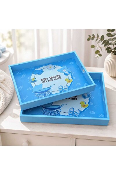 decotoys Ξύλινα δίσκοι βάπτισης, σετ 2 τεμαχίων, γαλάζιο