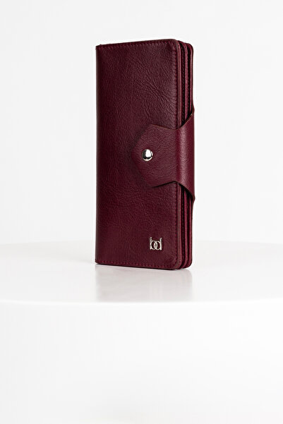 BAYDERİ Lehix Genuine Leather Wallet with Compartments Claret Red