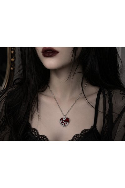 HER ŞEY NOTA www.herseynota.com Red Heart Figured Gothic Necklace – Elegant a...