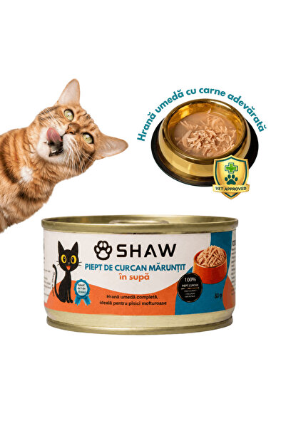 SHAW Premium wet food for adult and picky cats with shredded turkey breast in...