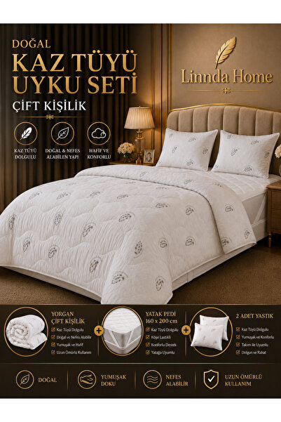 Linnda Home Double Natural Goose down Sleeping Set – Duvet + 160X200 cm Mattr...