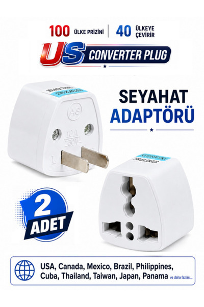 Vwin Seyahat Prizi Adaptörü Priz Çevirici Dönüştürücü, 100+ Ülke Prizini 40 Ülke Prizine Çevirir