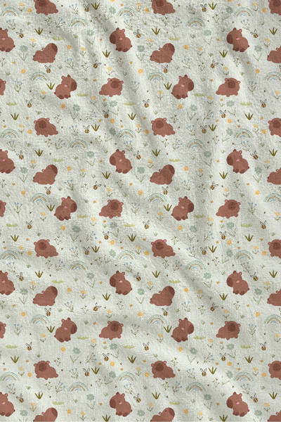 Evmila White Background with Red Tiny Flower Pattern 70X150 Beach Towel - Dig...