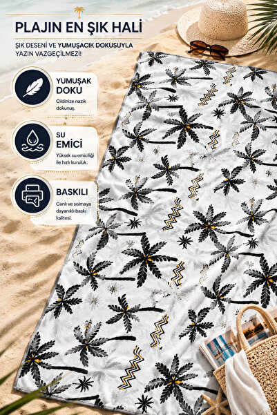 Desenli Plaj Havlusu 70x150 cm – Yumuşak Dokulu, Su Emici, Hafif ve Hızlı Kuruyan Baskılı Deniz Havlusu – Gri, Mor, Kahverengi, Yeşil