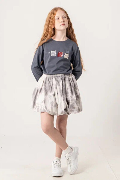 GİYİCEM TEKSTİL Girl's Tie-Dye Pattern Balloon Skirt City Style 2612