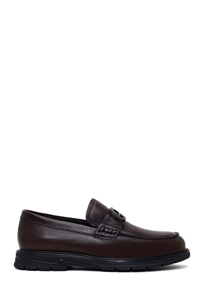 Derimod Men's Brown Buckle Leather Casual Loafer Wm680008Dv