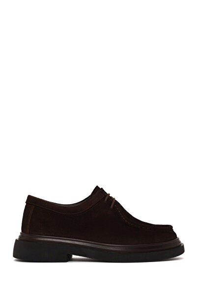 Derimod Men's Brown Lace-Up Suede Leather Casual Shoes Wm600014Ds