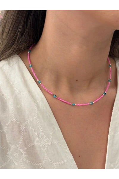 Generic Brand Evil eye bead necklace - pink