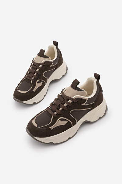 Marjin Women's Sneaker High Thick Sole Multi-Piece Lace-Up Sports Shoes Merit...