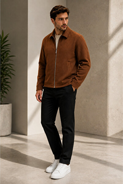 LACASE Men's Nubuck Premium Black Jacket