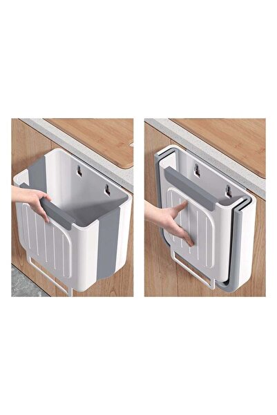 victiny Foldable Hanging Plastic Waste Bin Ecru Grey 6 L