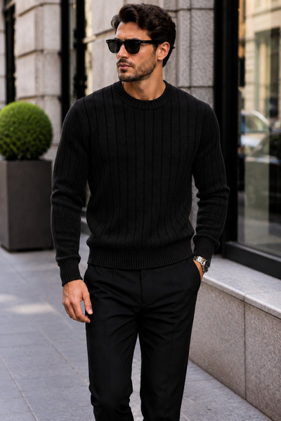 Generic Brand Men's Thick Ribbed Basic Sweater