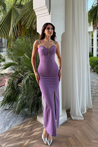 Sindimoda Askı Taş Detay Yırtmaç Model Abiye 1001