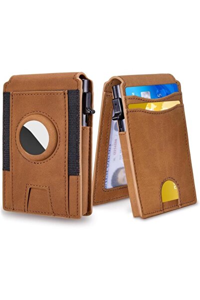 STARSTAR Men's ultra-slim RFID wallet brown pop-up card holder minimalist.