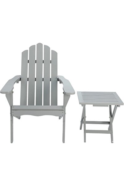 OtherMax Set Mobilier Grădină Pliabil Adirondack cu Scaun și Măsuță Gri — mob...