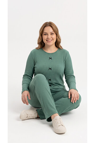 FAMES PİJAMA Set de pijamale verde sezonier, mărime mare