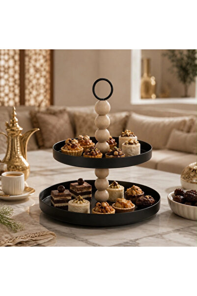 laverahome Dorene Serving Stand Round Design Luxury Combination of Matt Black...