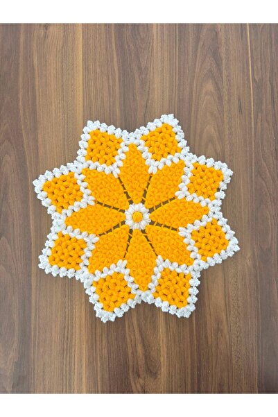 WIB TASARIM Çeyizlik Hand Knitted Star Model Bath Loofah - Yellow White Daisy...
