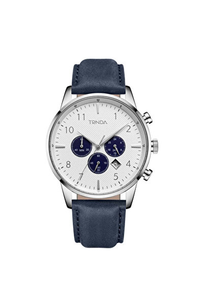 TRNDA Men's Stainless Steel Watch, Blue Leather Band | Trn43mm