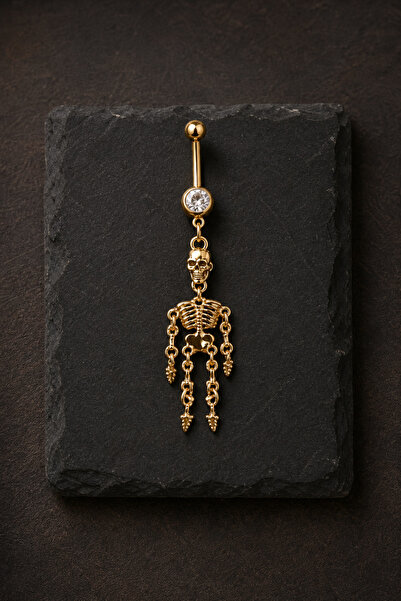 Sinsemilla Jewelry Zincir Püsküllü Altın Renk Göbek Piercing