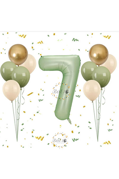 BAL10 DÜNYASI Bal10 Water Green Number Balloon Set Age-7