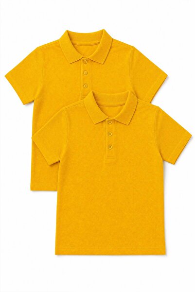Perendi Unisex Children's 2-Piece Polo Collar Short Sleeve School T-Shirt