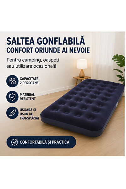 OEM Saltea Gonflabilă 2 Persoane 190x100x22cm, Anti-Rostogolire